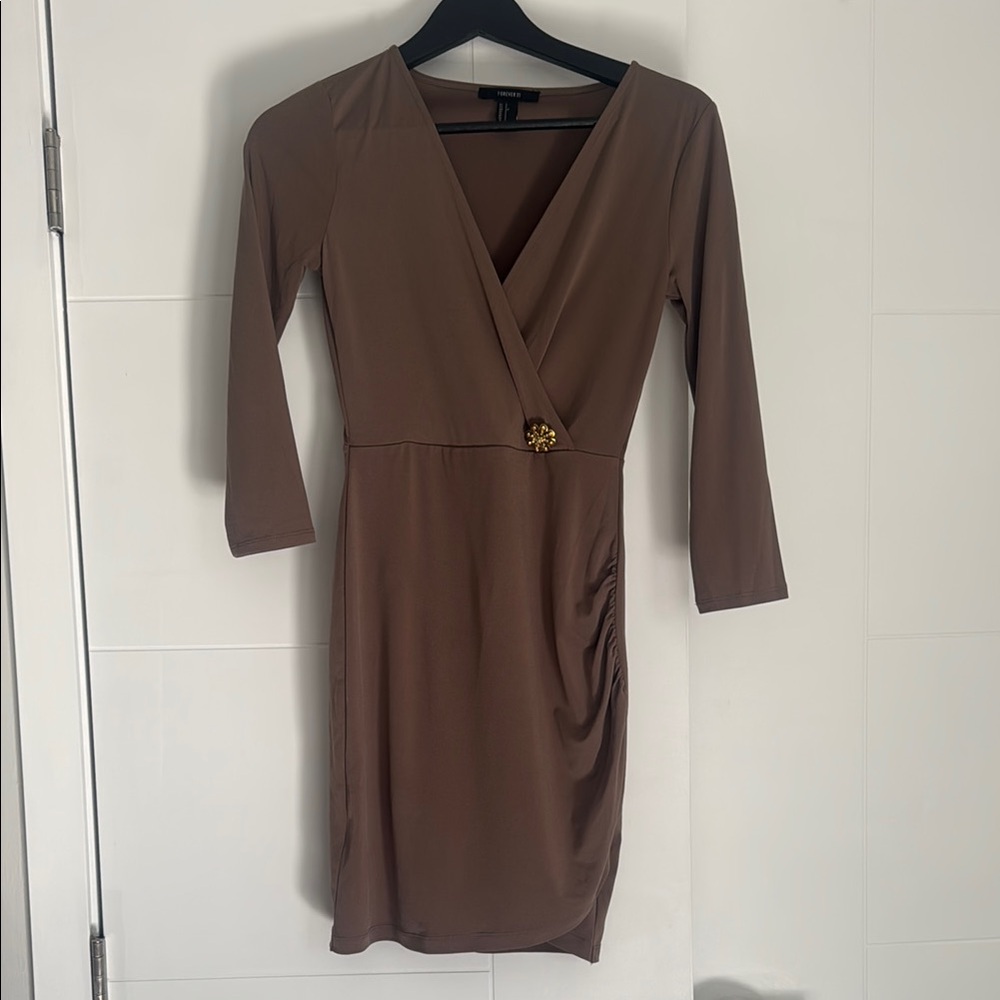 Elegant Brown Wrap Dress